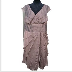 Adrianna Papell Occasions Dress Brown Flutter Tiered